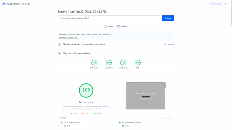 SEO Score Screenshot